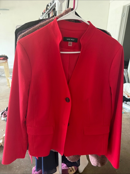 Nine West Jackets & Blazers - Nine West Women's Bright Red Collarless Blazer